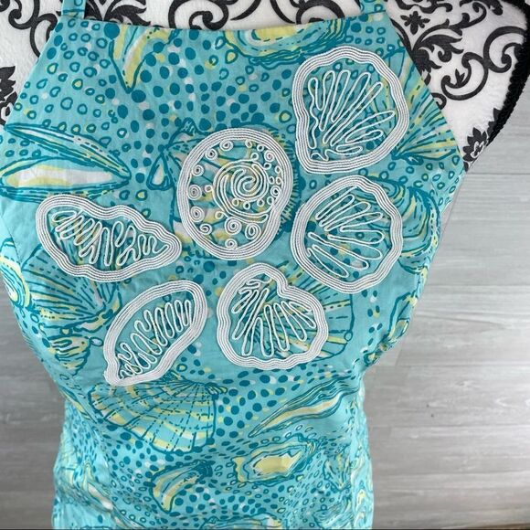 Lilly Pulitzer Shorely Blue Embroidered Seashell Halter Top - Picture 2 of 9